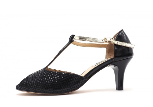 Lisadore - Reptil Negra Platina Vernice - 5.5cm Altura Lisadore - Reptil Negra Platina Vernice - 5.5cm Altura