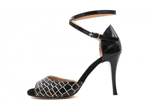 Lisadore - Croco Nero Lack - Medium Lisadore - Croco Nero Lack - Medium