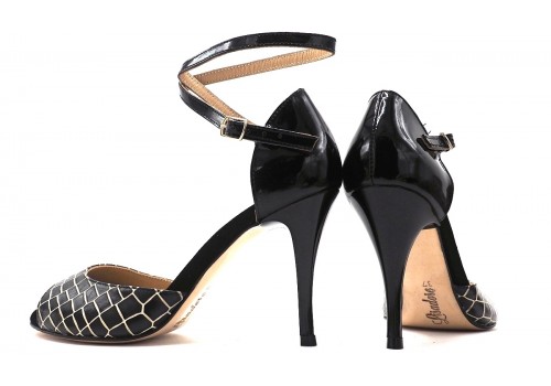 Lisadore - Croco Nero Lack - Medium Lisadore - Croco Nero Lack - Medium