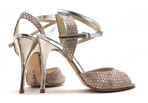 Lisadore - Reptil Pearl Beige y Plata - High Lisadore - Reptil Pearl Beige y Plata - High