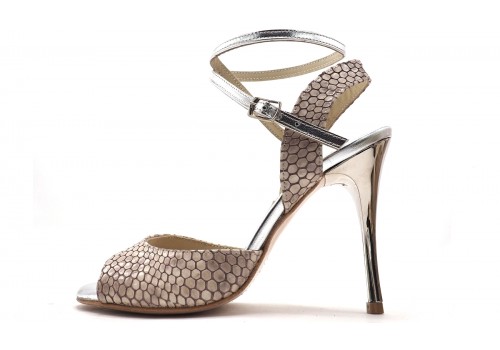 Lisadore - Reptil Pearl Beige y Plata - High Lisadore - Reptil Pearl Beige y Plata - High