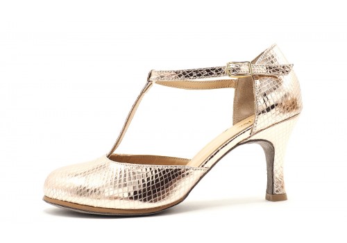 Lisadore - Rose Gold Reptil T-strap Confidence - Abasso