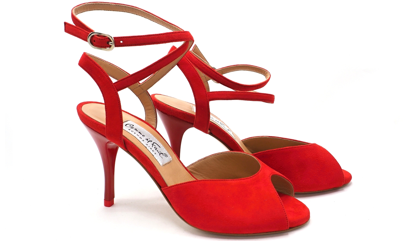 Comme il Faut - Gamuza Rojo Passion - Peep Toe Comme il Faut - Gamuza Rojo Passion - Peep Toe