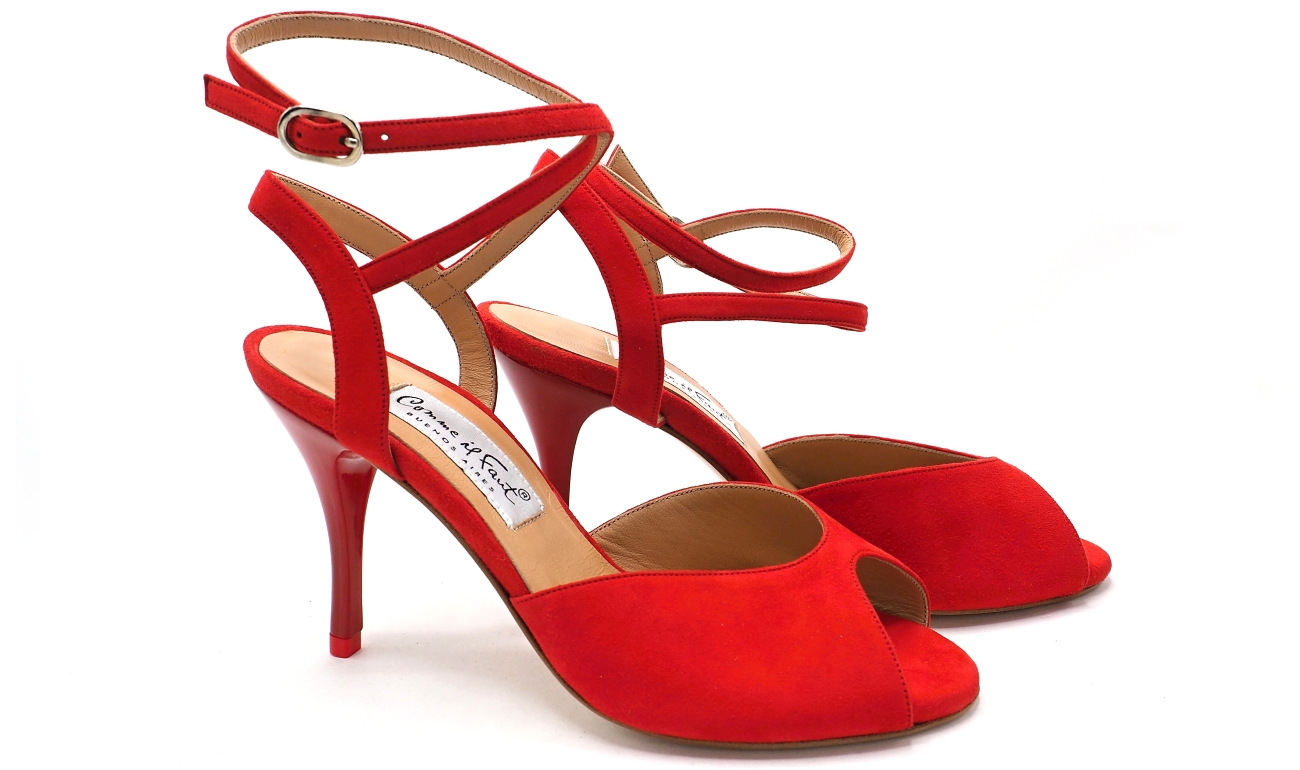 Comme il Faut - Gamuza Rojo Passion - Peep Toe Comme il Faut - Gamuza Rojo Passion - Peep Toe