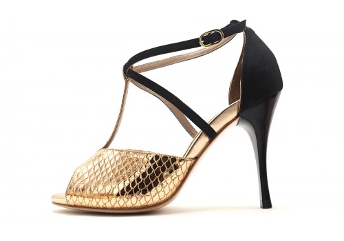 SALE - Comme il Faut - Cobre Reptil & Gamuza Negra