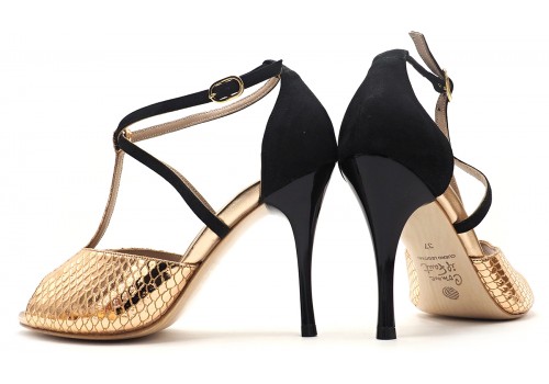 SALE - Comme il Faut - Cobre Reptil & Gamuza Negra